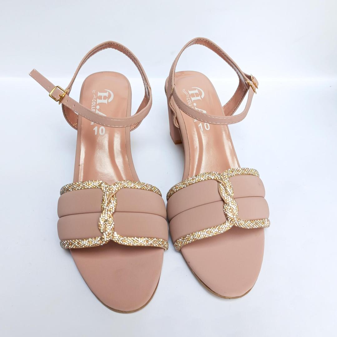 Peach Patent Leather Rhinestone Heels Size 10