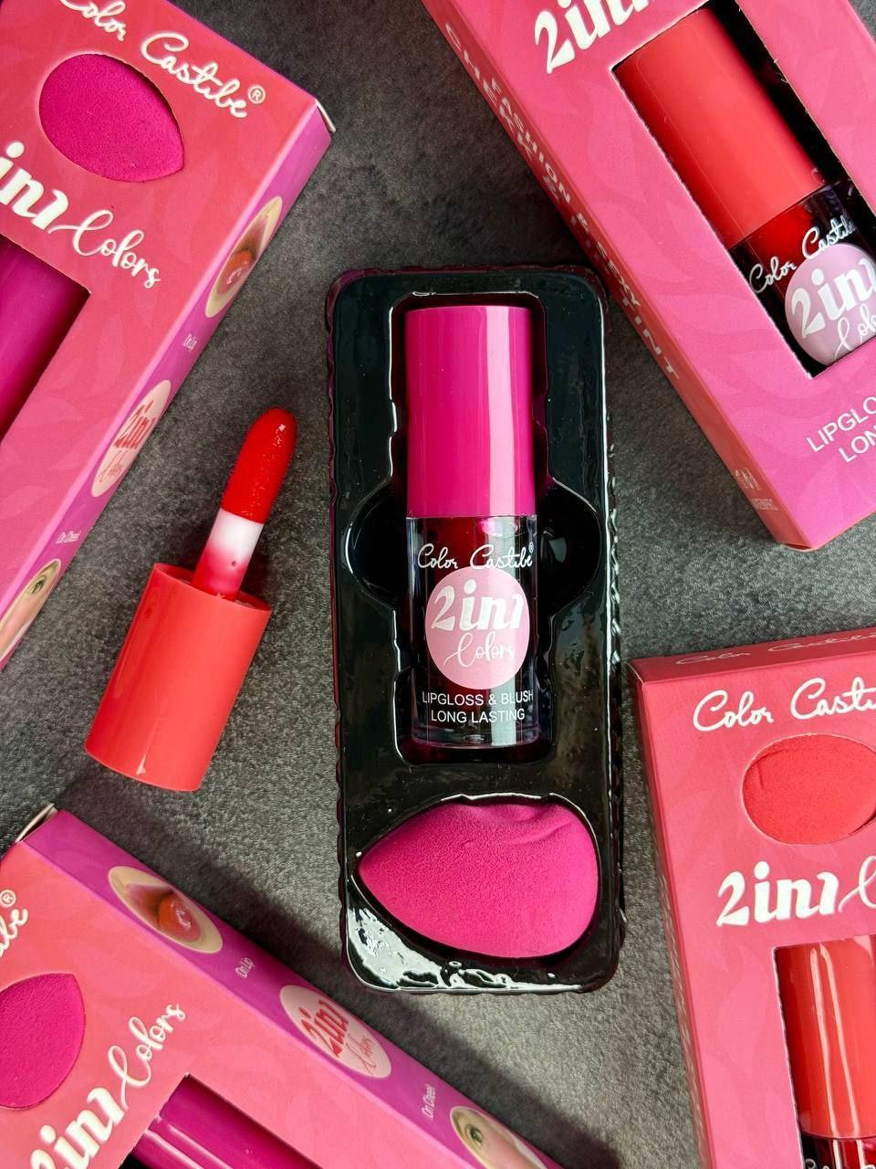 2 in 1 Lip Gloss & Blush Pink Long Lasting