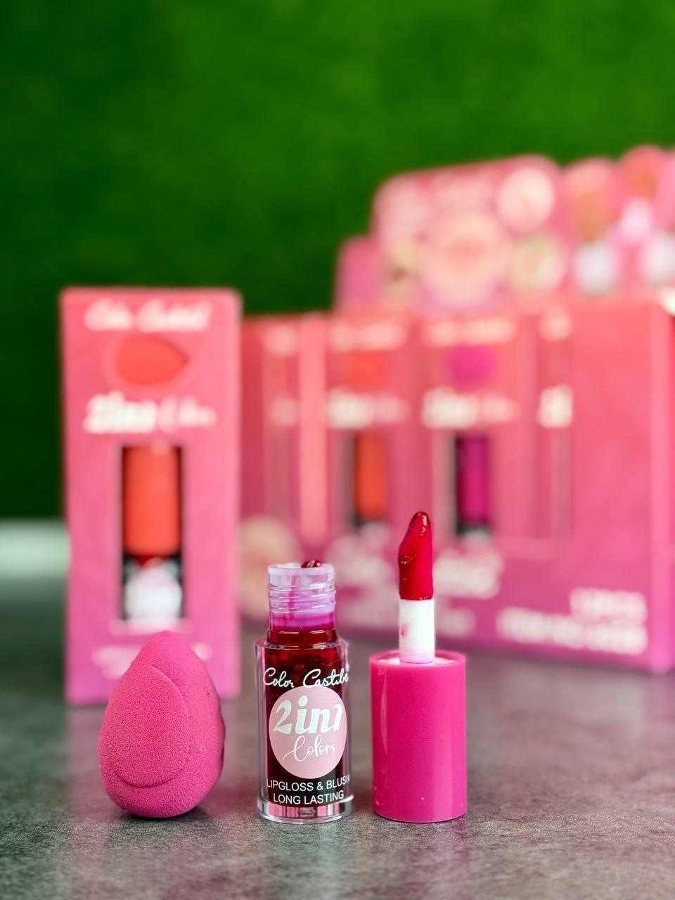2 in 1 Lip Gloss & Blush Pink Long Lasting