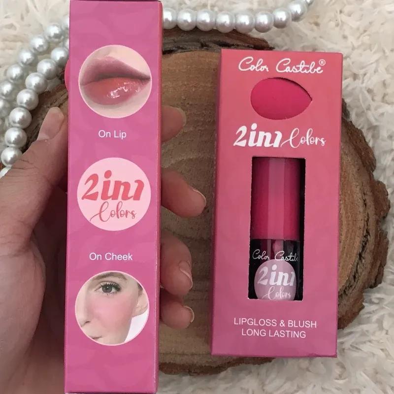 2 in 1 Lip Gloss & Blush Pink Long Lasting