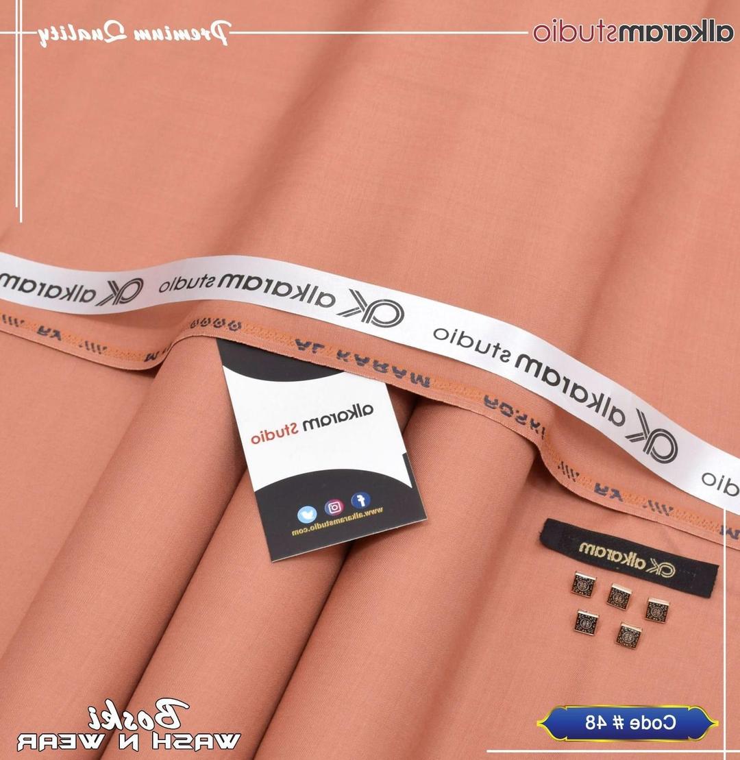 Men's Unstitched Boski Plain Suit Orange Pakistan