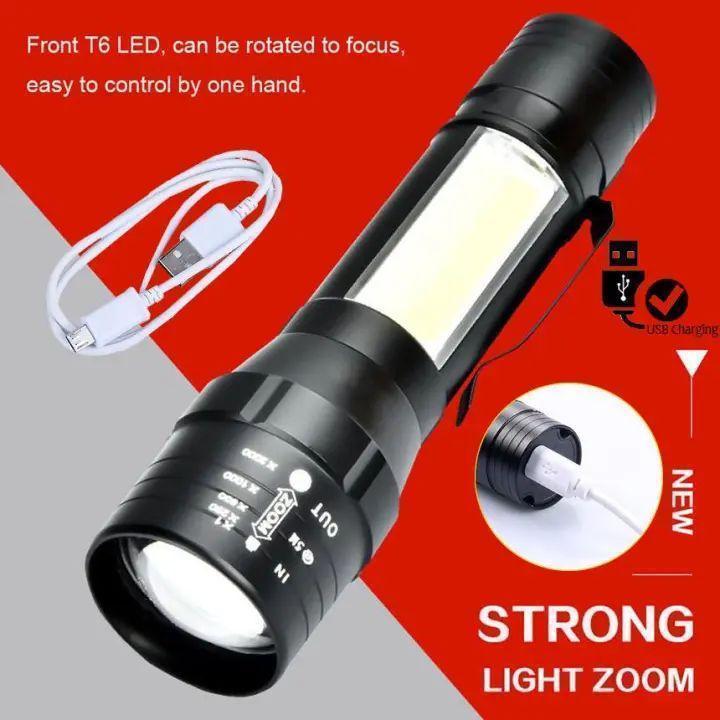 Premium Black Metal Flashlight with Green Case