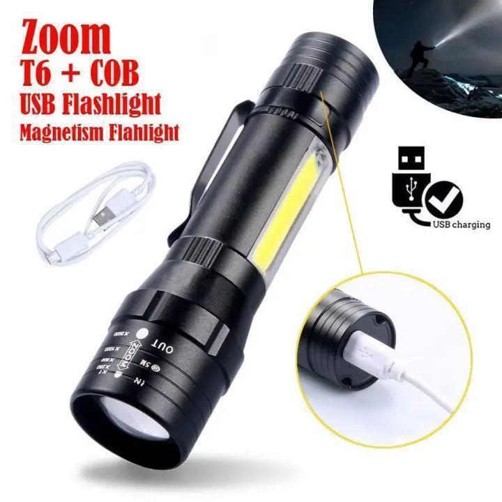 Premium Black Metal Flashlight with Green Case