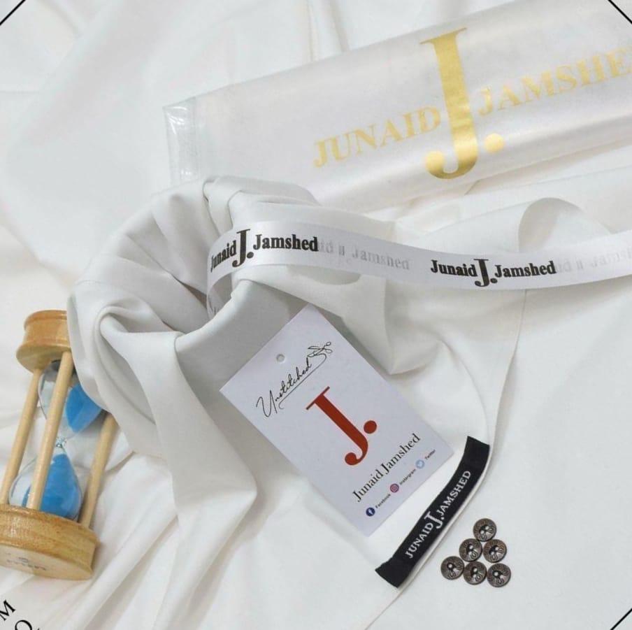 Junaid Jamshed Wash & Wear Suit Pearl White
