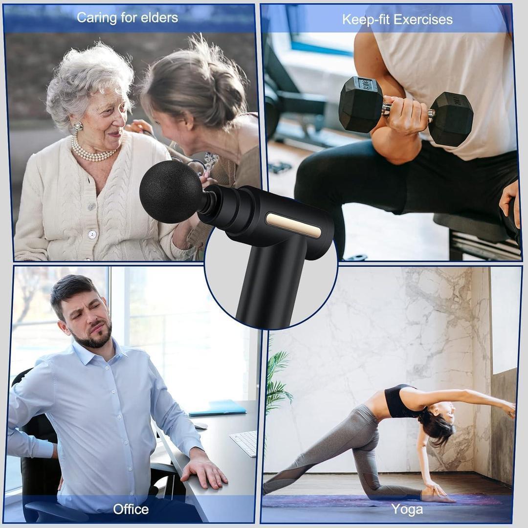 Rechargeable Massage Gun Black with 4 Heads