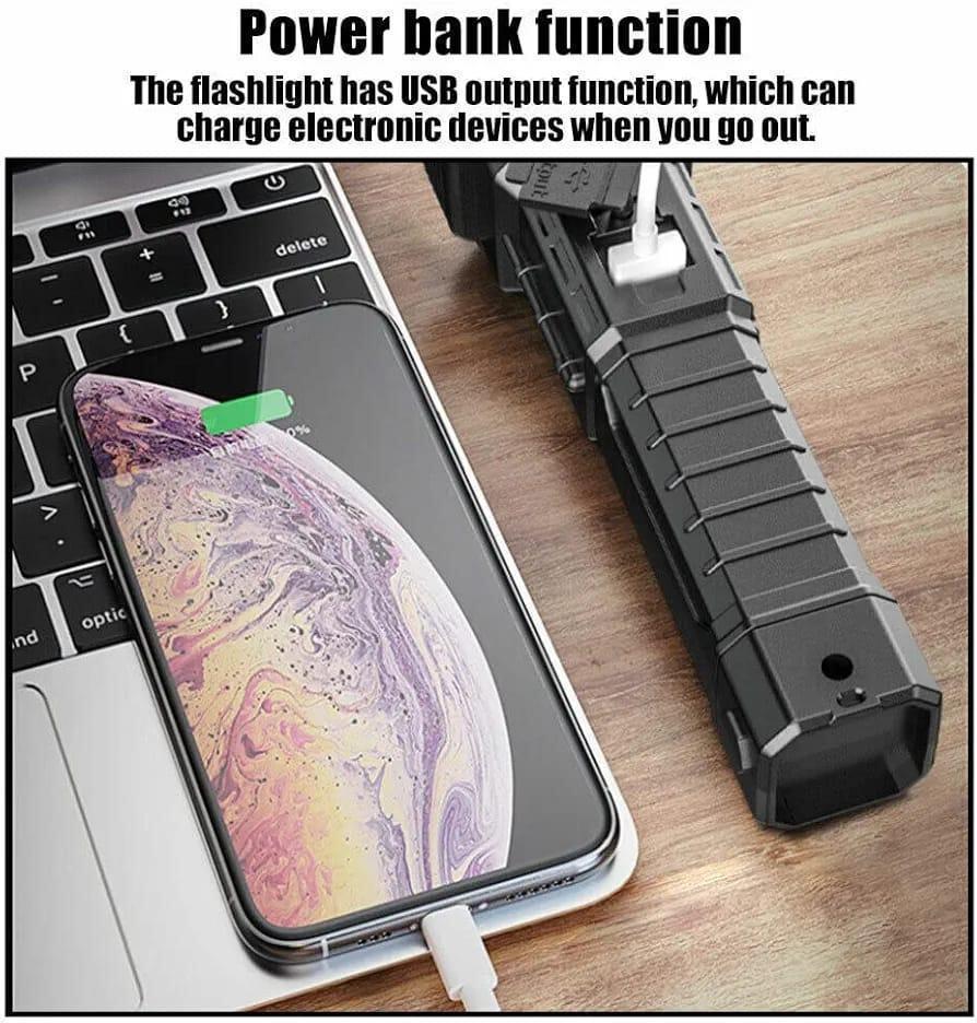 Rechargeable LED Hammer Flashlight with USB Charger