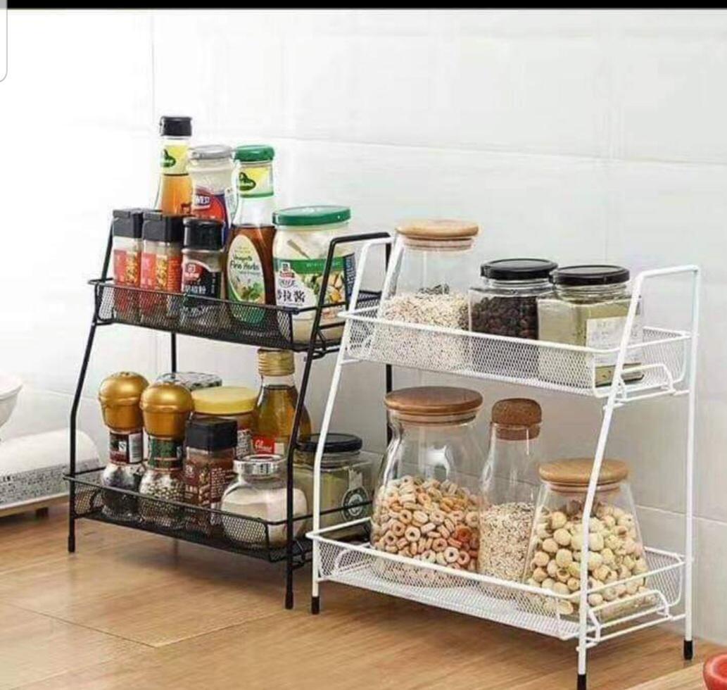 Black Two-Tier Bathroom Organizer Rack Stainless Steel