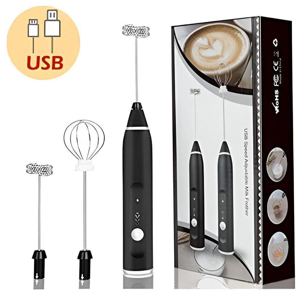 USB Rechargeable Coffee Milk Frother Stainless Steel 2 Pcs