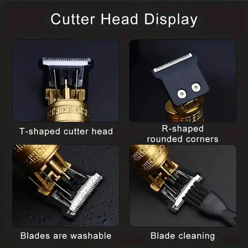 Golden Rechargeable Men's Hair Trimmer with 4 Combs