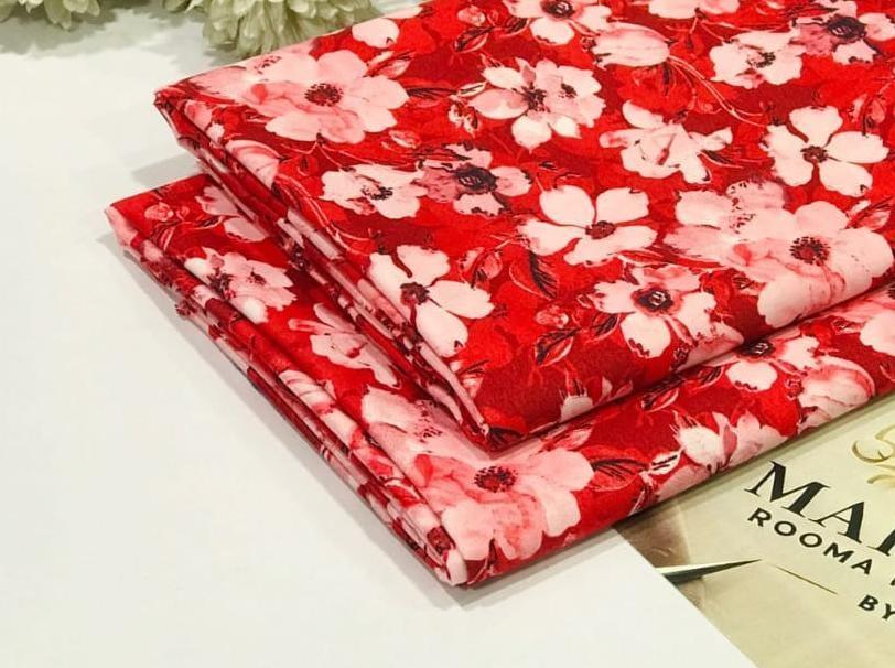 Women Red Floral Polo Cotton Suit 2.5 Gazz