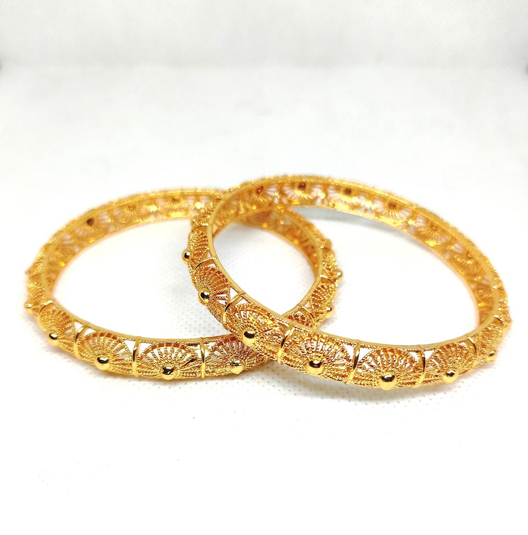 Golden Kara Bangle Set 2 Pcs Wedding Party Wear
