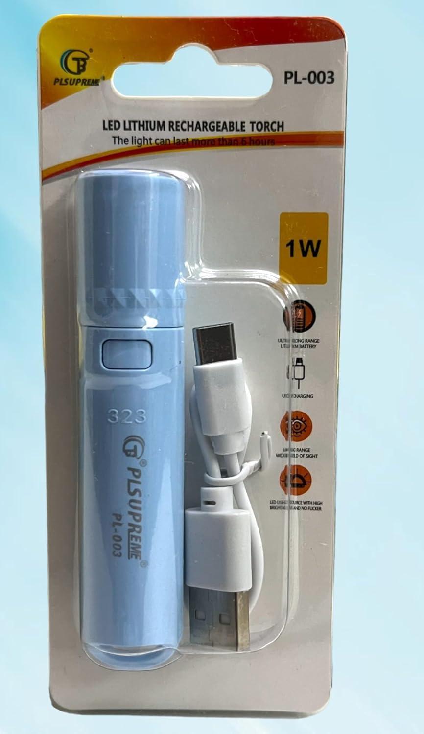 Rechargeable LED Torch Light Grey 1400mAh Type-C