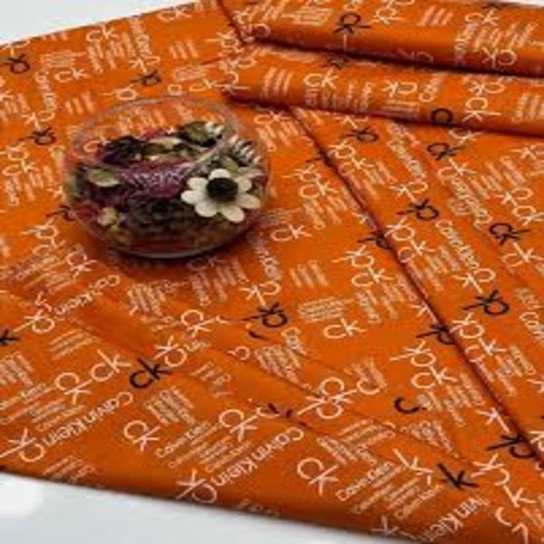 Orange Printed Polo Cotton Suit for Women