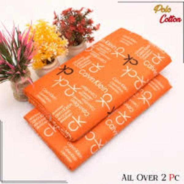 Orange Printed Polo Cotton Suit for Women