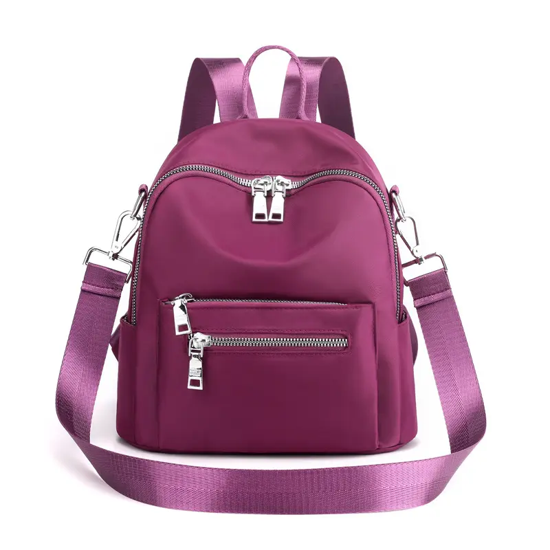 Women Nylon Backpack Travel Crossbody Bag Black