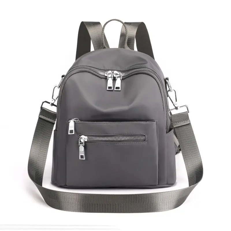 Women Nylon Backpack Travel Crossbody Bag Black
