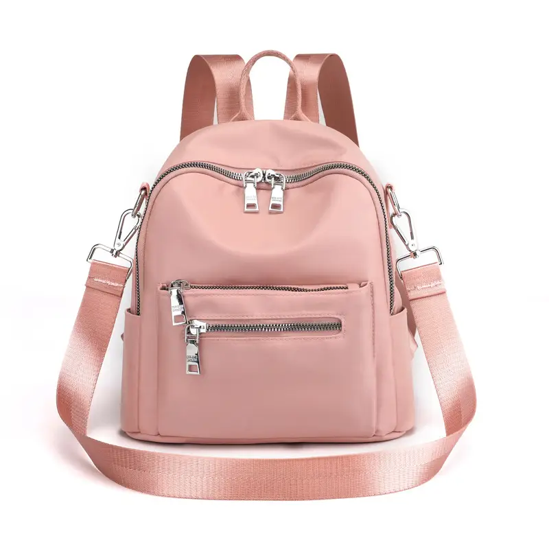 Women Nylon Backpack Travel Crossbody Bag Black