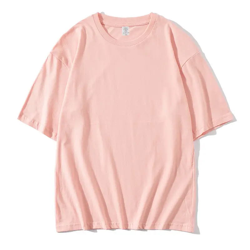 Men Women Loose Shoulder Half Sleeve Cotton T-Shirt White Black Pink