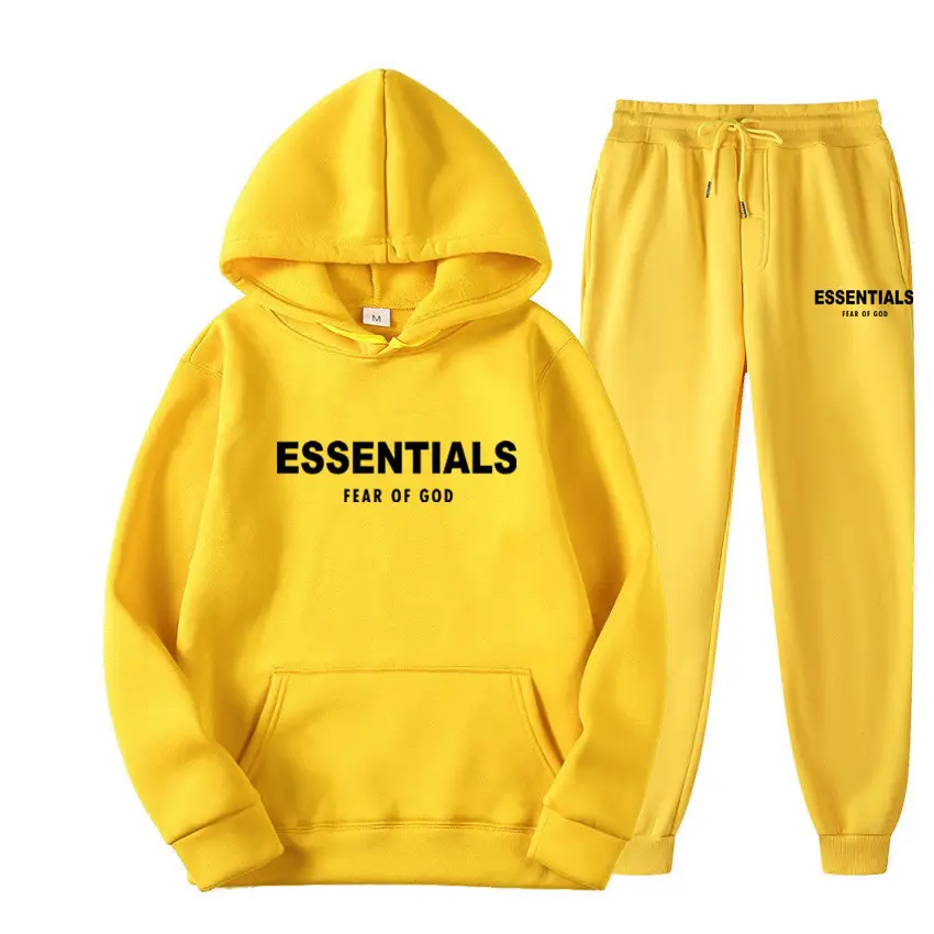 Black Essentials Hoodie Pant Set for Men Women Autumn Winter