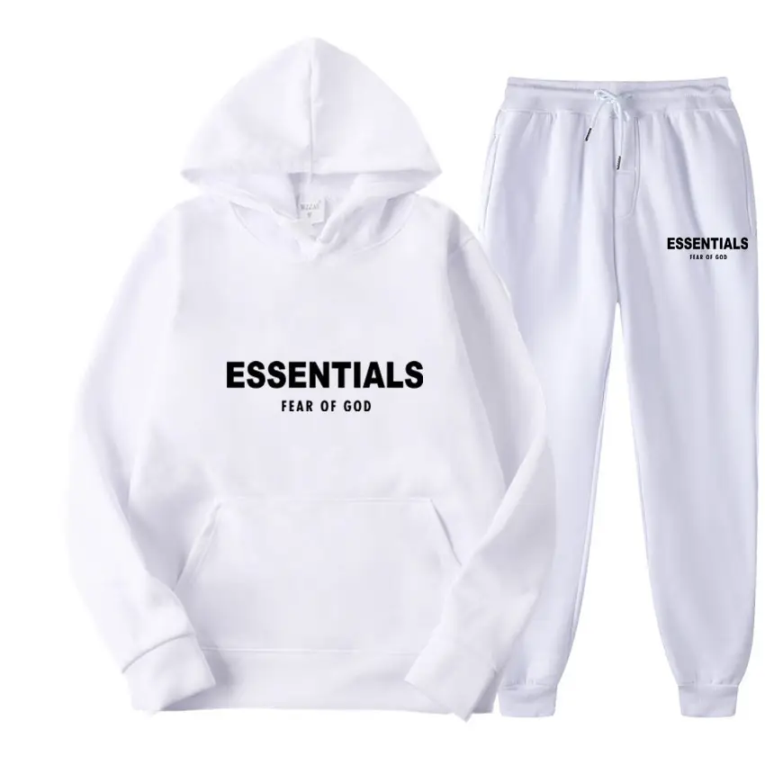 Black Essentials Hoodie Pant Set for Men Women Autumn Winter