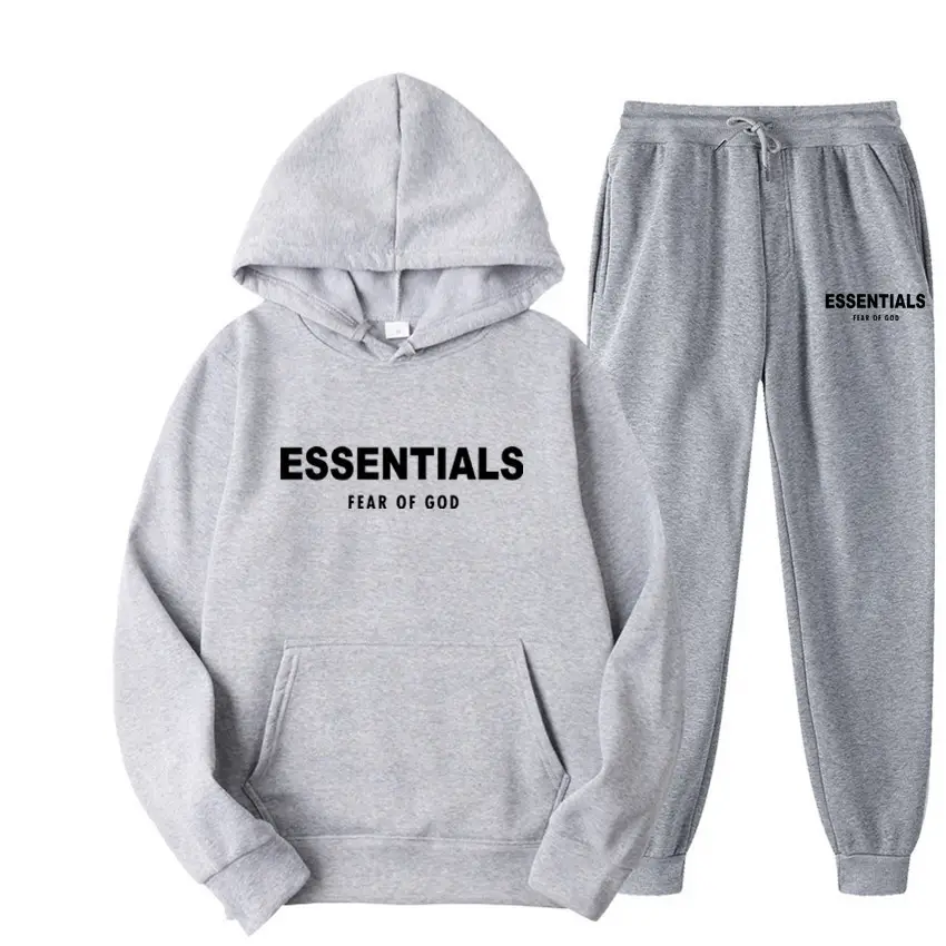 Black Essentials Hoodie Pant Set for Men Women Autumn Winter