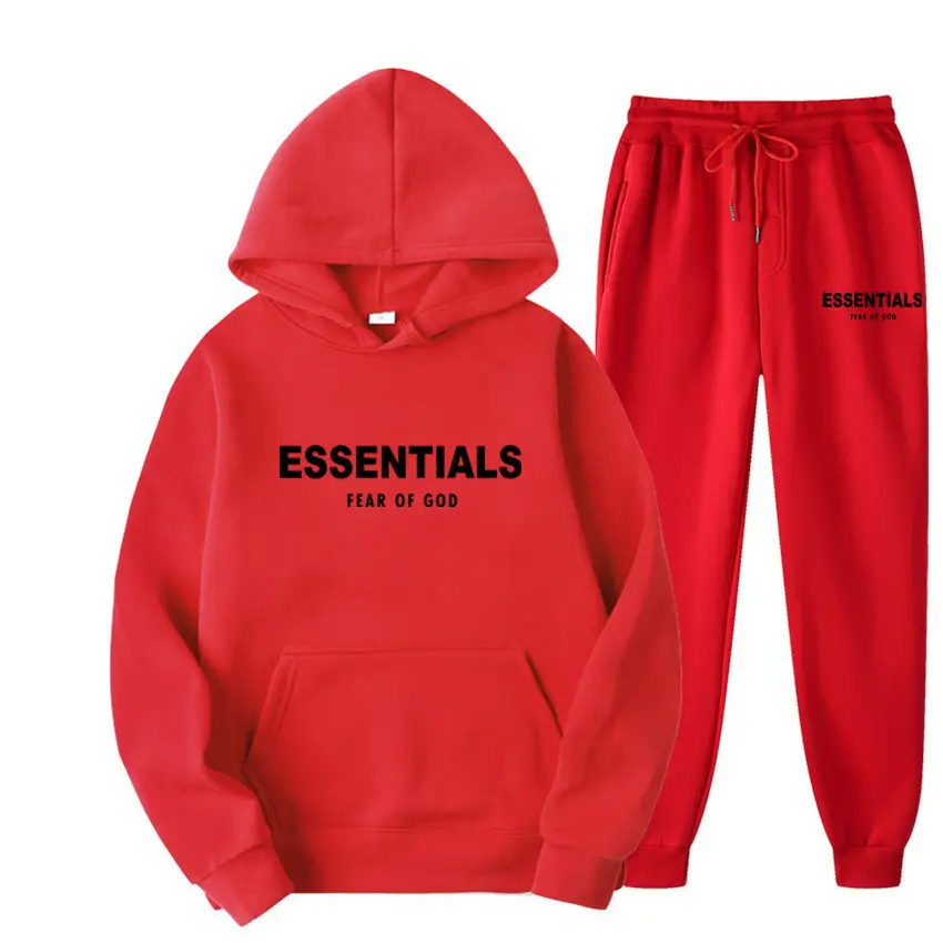 Black Essentials Hoodie Pant Set for Men Women Autumn Winter