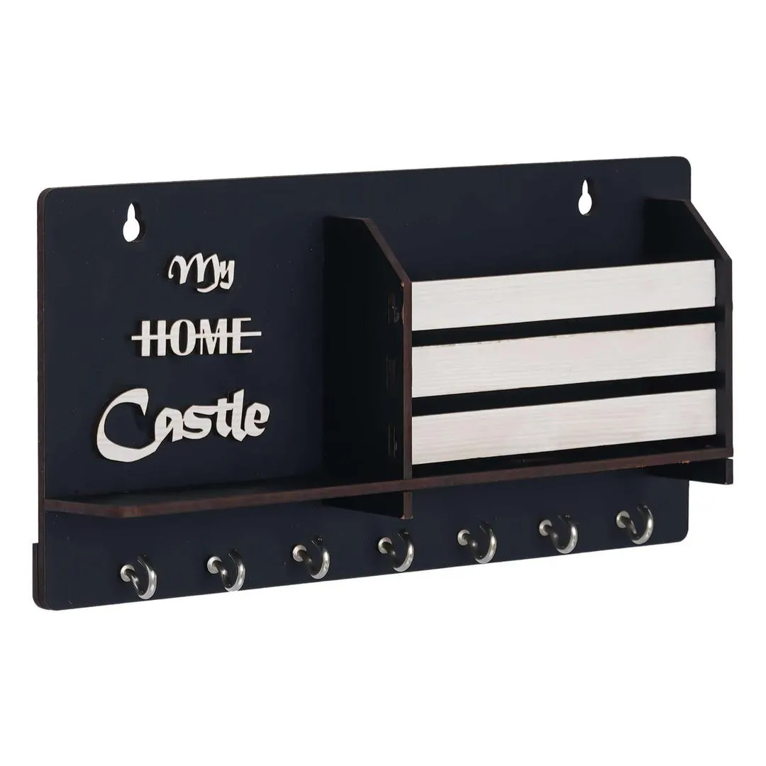 Wall-Mounted Key & Phone Holder Castle Design Black