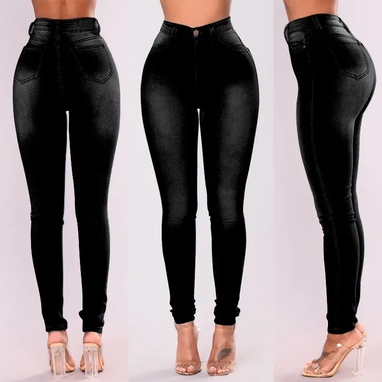 Women Slim Stretch Denim Leggings S-Grey