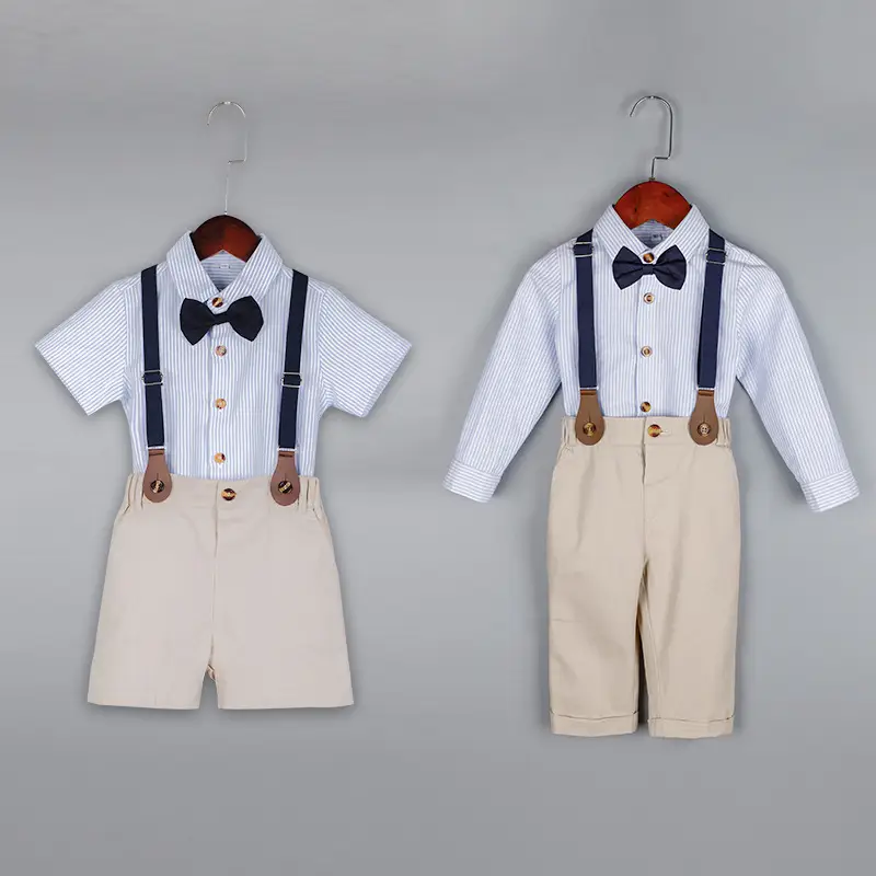 Kids Striped Shirt & Suspender Pants Set 2-3Yr