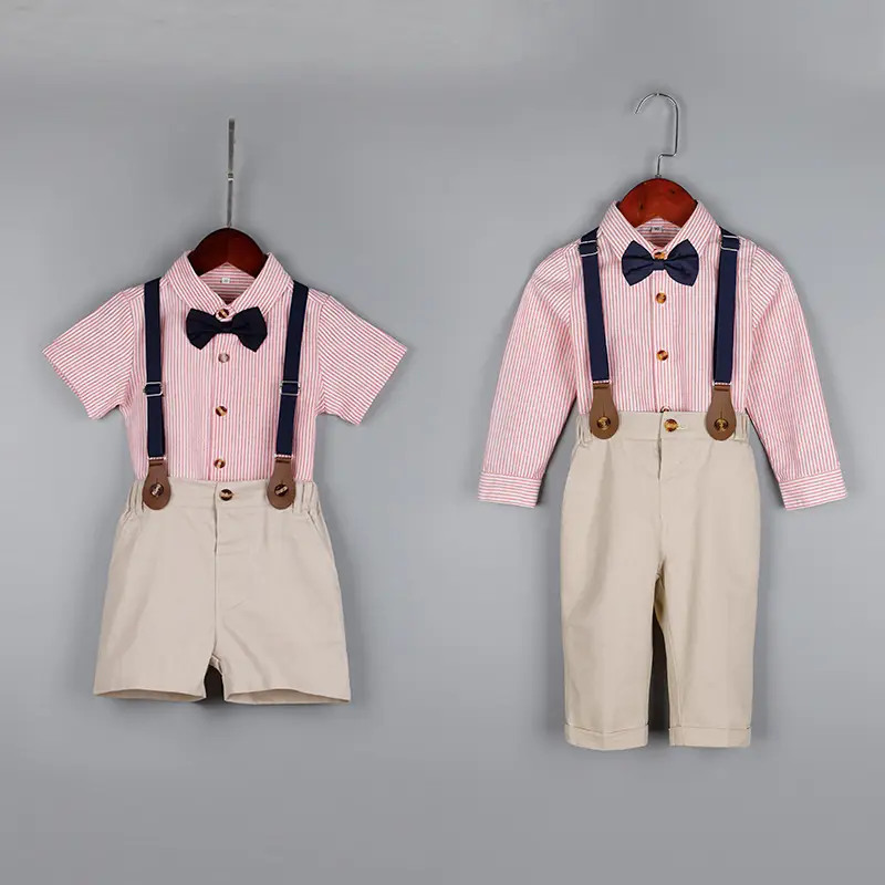 Kids Striped Shirt & Suspender Pants Set 2-3Yr