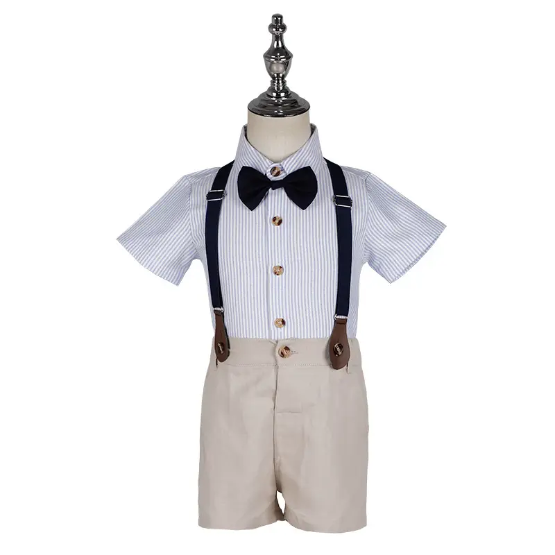 Kids Striped Shirt & Suspender Pants Set 2-3Yr