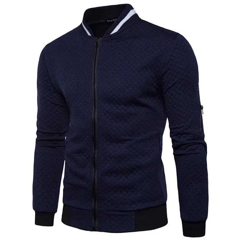 Men's White Zipper Cardigan Casual Sports Style