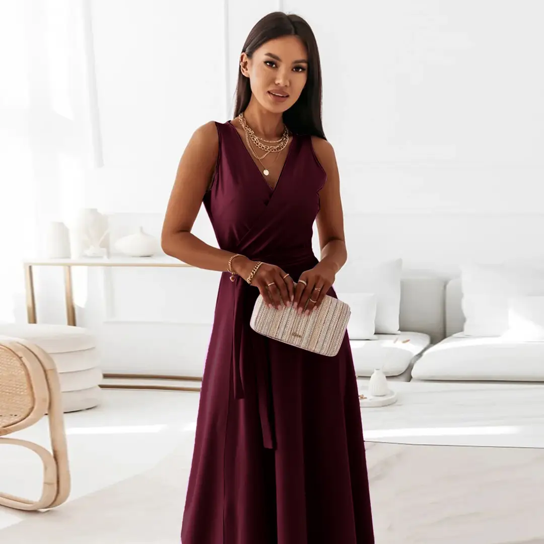 Women V-Neck Summer Dress Pink New Collection