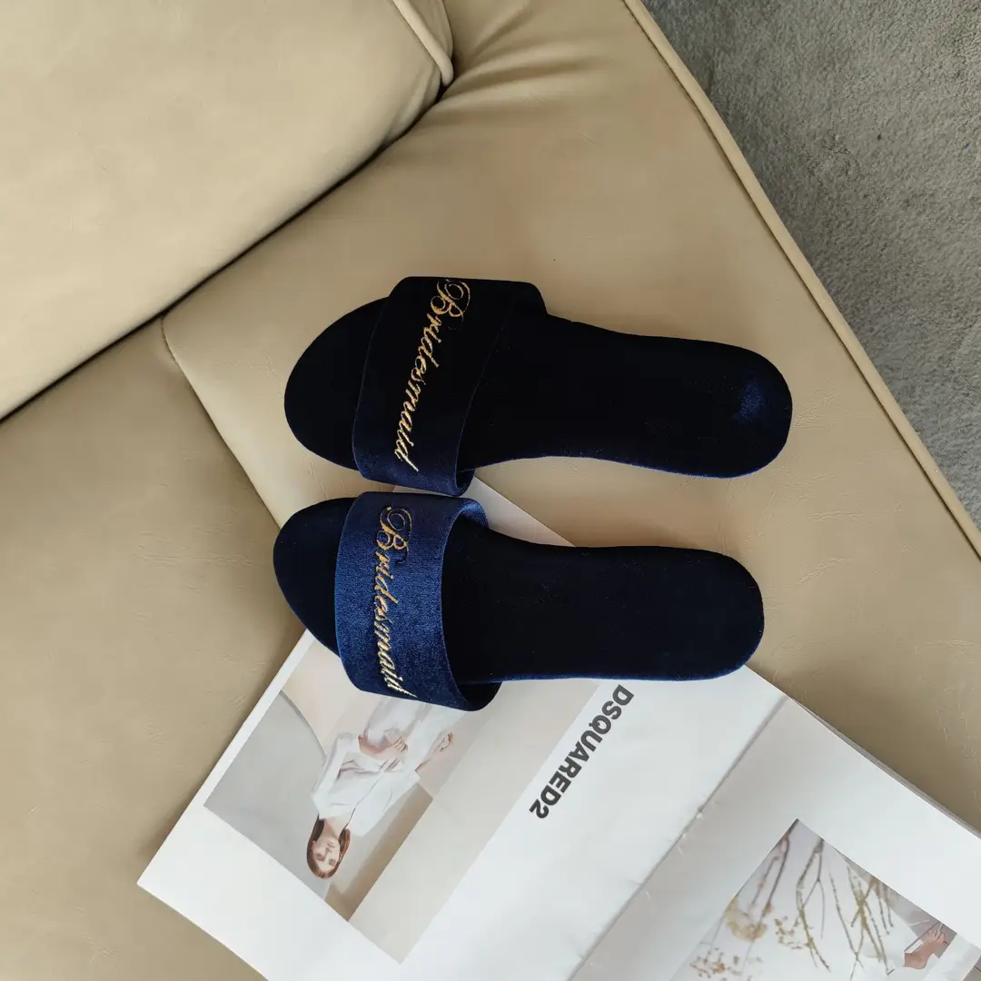 Red Satin Bride Slippers for Women Wedding Shoes