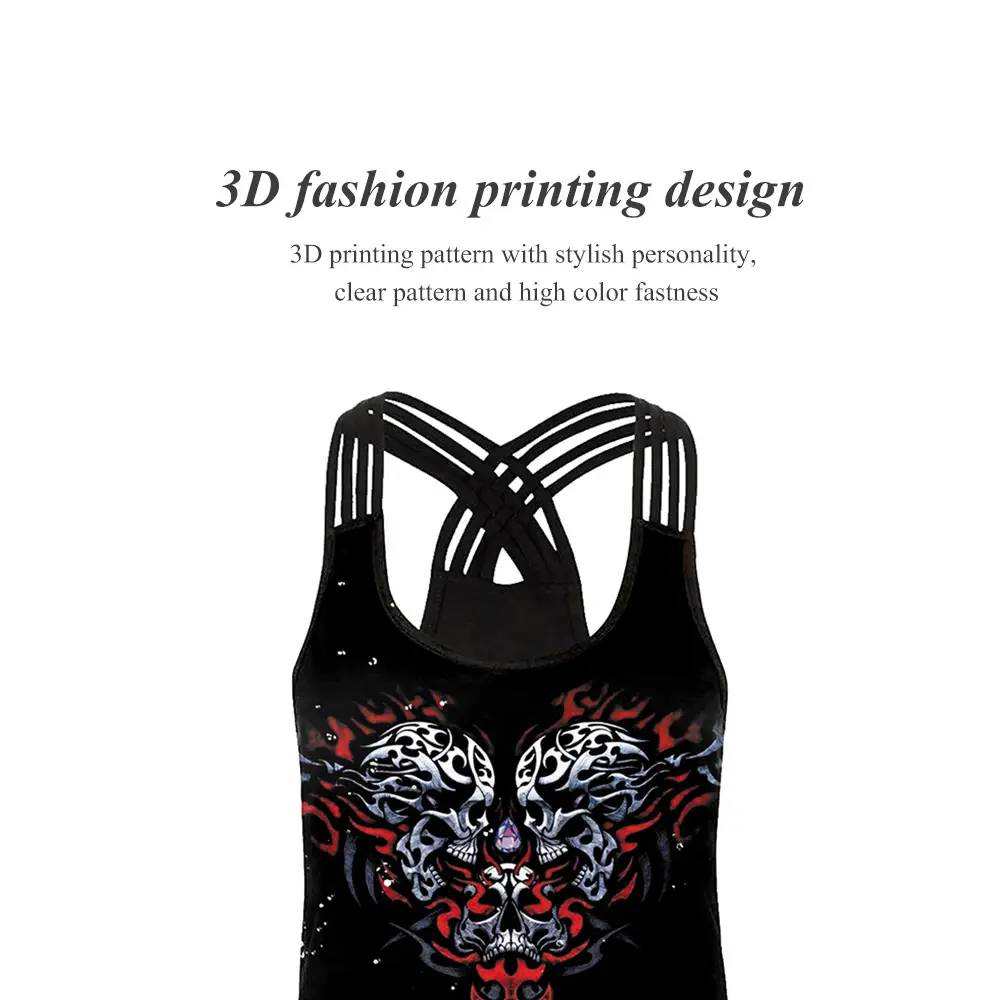Women Skull Print Slim Fit Breathable Vest