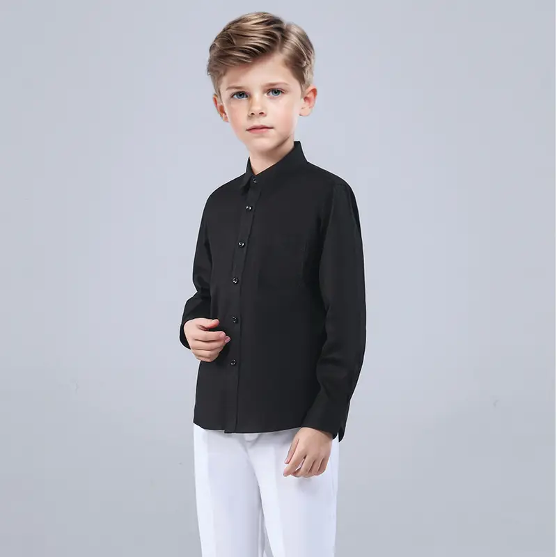 Boys Cotton School Uniform Shirt White Long Sleeve