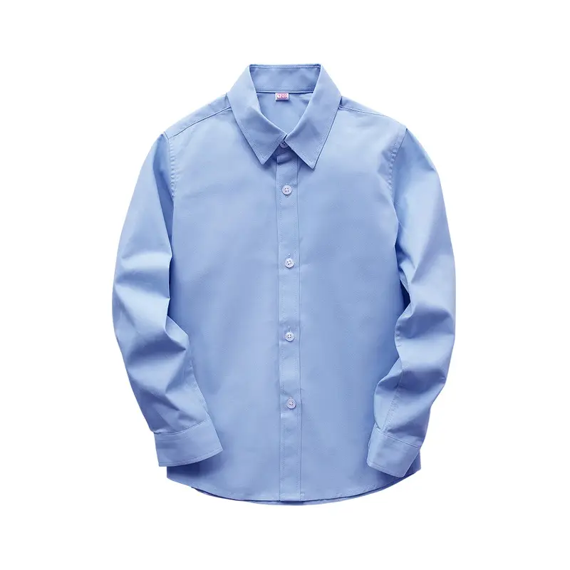 Boys Cotton School Uniform Shirt White Long Sleeve