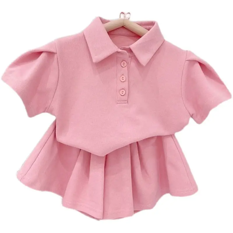 Kids Purple Polo Shorts Set for Summer