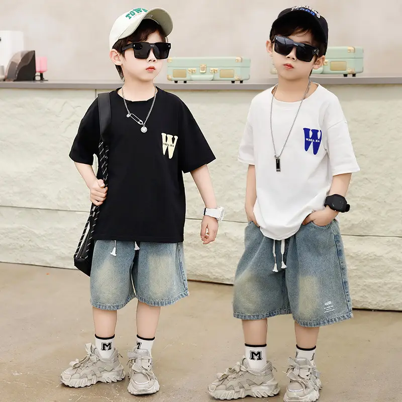 Boys Cotton Short Sleeve T-Shirt Summer Black 120cm