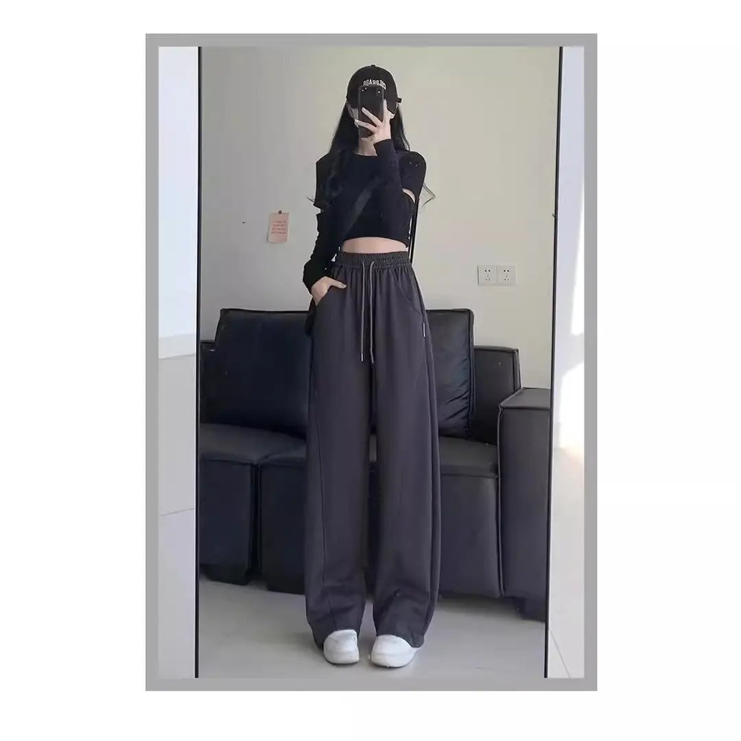 Women High-Waisted Wide-Leg Banana Pants Creamy White Autumn