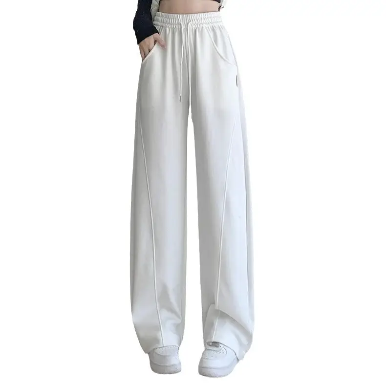 Women High-Waisted Wide-Leg Banana Pants Creamy White Autumn