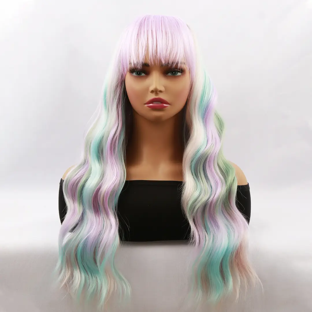 Pakistani Women's Pastel Hair Wig Pink Blue Green Full Wave