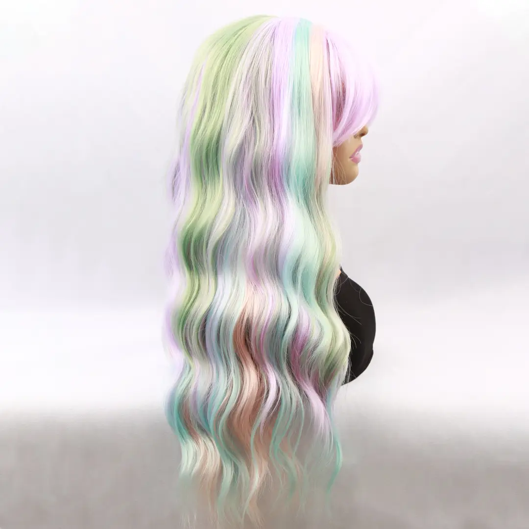 Pakistani Women's Pastel Hair Wig Pink Blue Green Full Wave