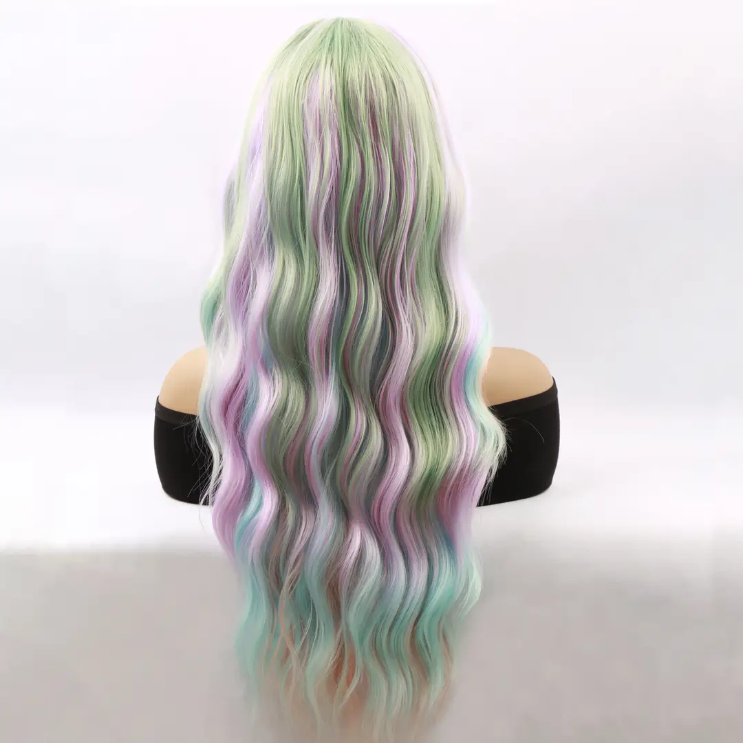 Pakistani Women's Pastel Hair Wig Pink Blue Green Full Wave