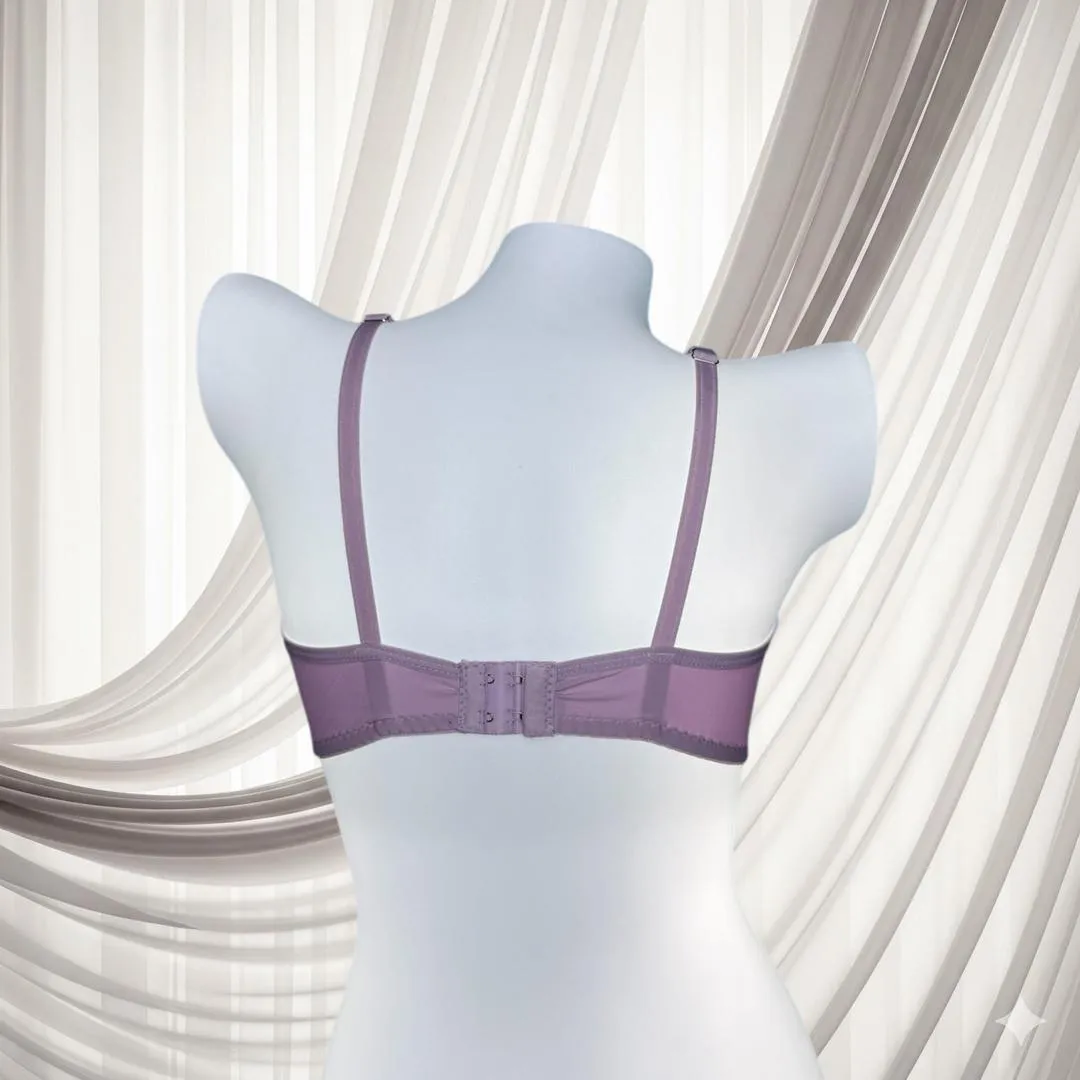 Purple Lace Bra for Women, Half Cup, Breathable, Sizes 32-42