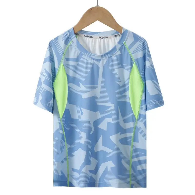Kids Ice Mesh Short Sleeve T-Shirt Summer Cool Dry Grey