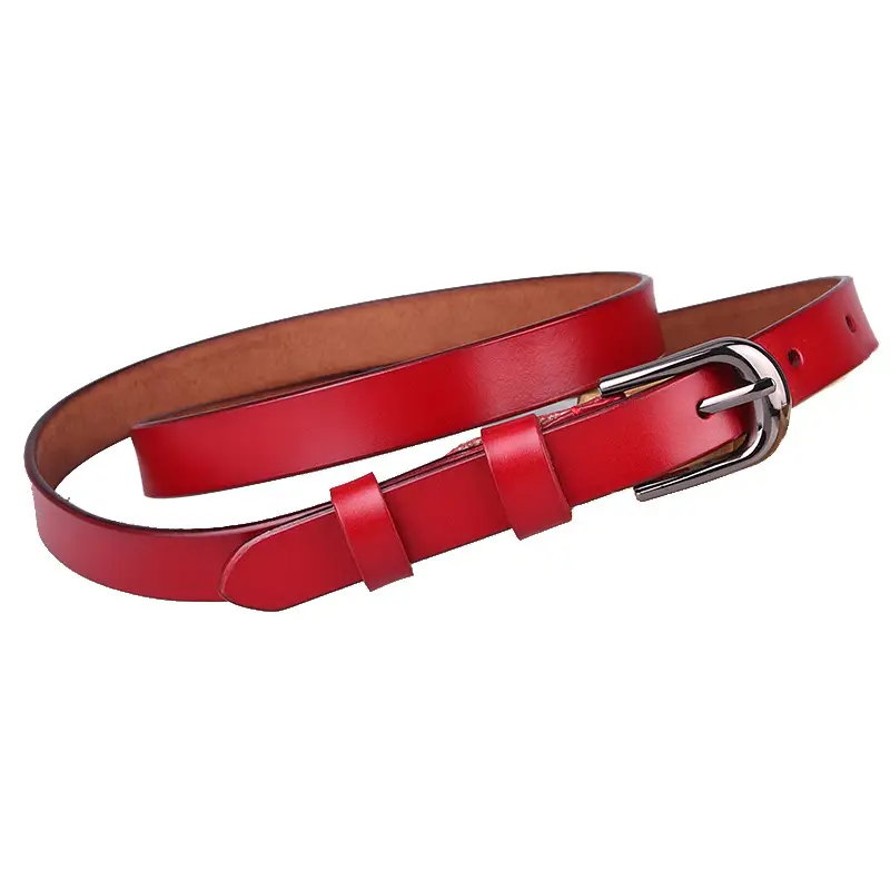 Women Red Genuine Leather Casual Belt
