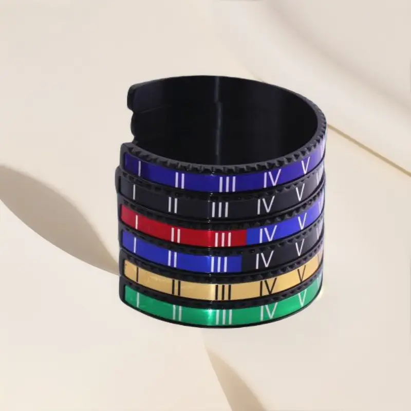 Adjustable C-Bracelets with Roman Numeral Design