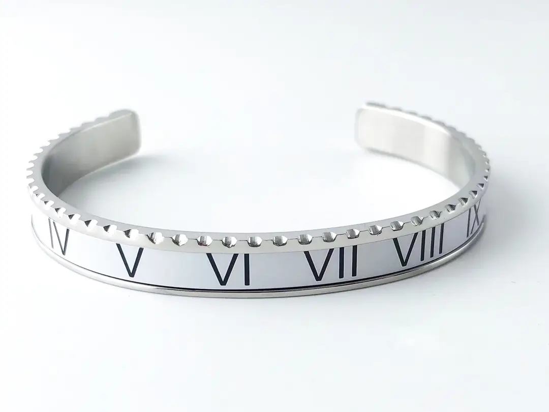 Adjustable C-Bracelets with Roman Numeral Design