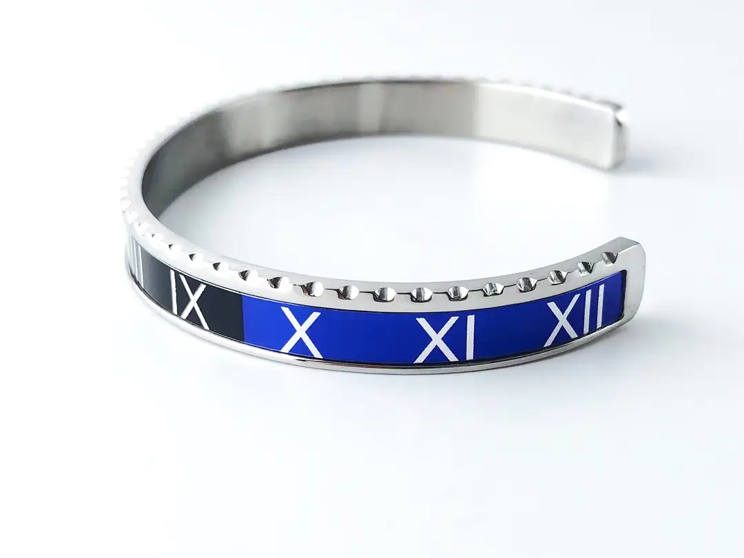 Adjustable C-Bracelets with Roman Numeral Design